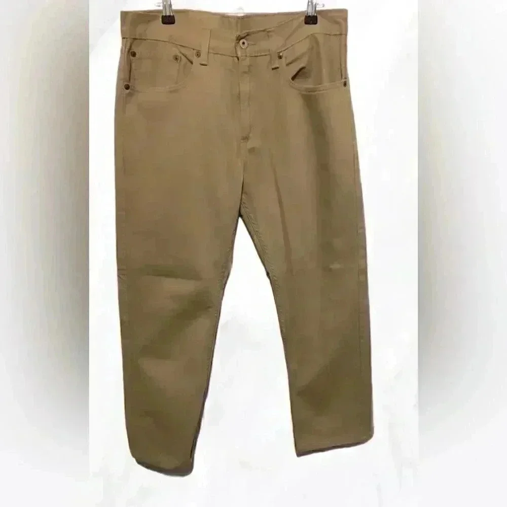 Levi’s 505 tan 5 pocket relaxed fit straight leg denim pants 34